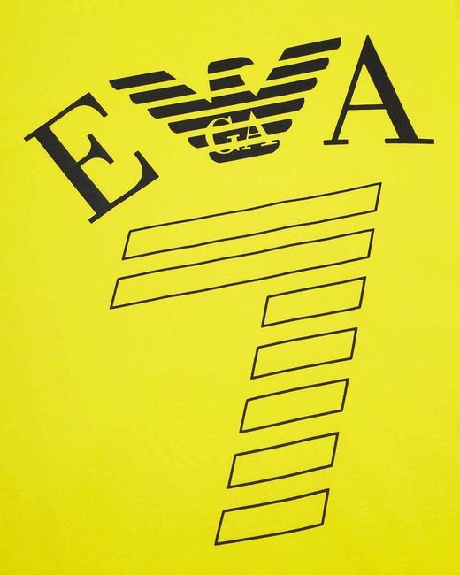 EA7 Yellow Round-Necked Logo T-Shirt for men