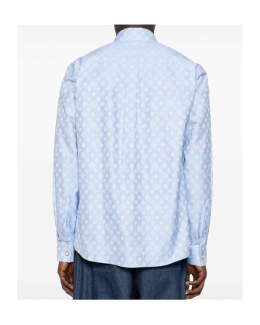 Casablanca Blue Monogram Patterned Shirt for men