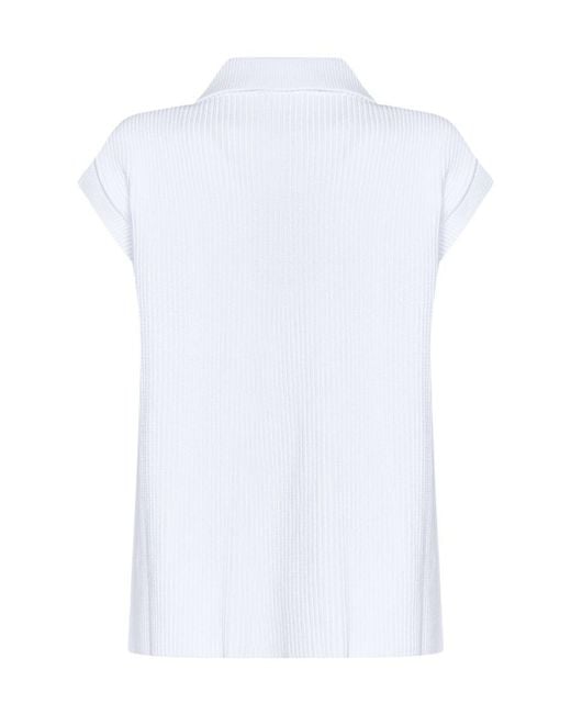 DSquared² White Ribbed-Knit Polo Top for men