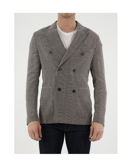 Tonello Gray Glen Plaid Double-Breasted Jacket for men