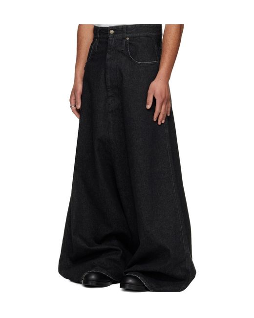 Lu'u Dan Black Drop Crotch Non-Stretch Jeans for men