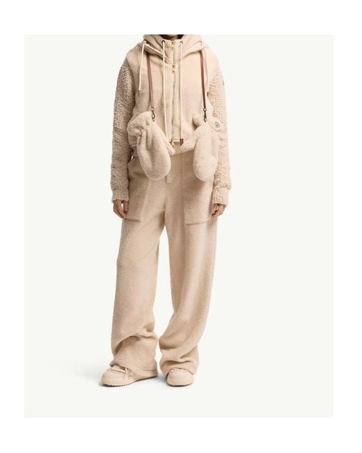 Moncler Natural Bouclé Teddy Zip-Up Hoodie