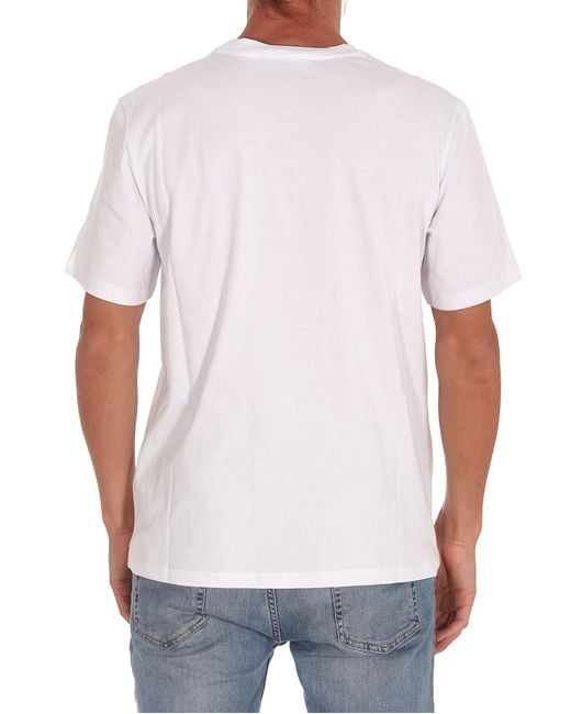 MSGM White Logo Printed Crewneck T-Shirt for men