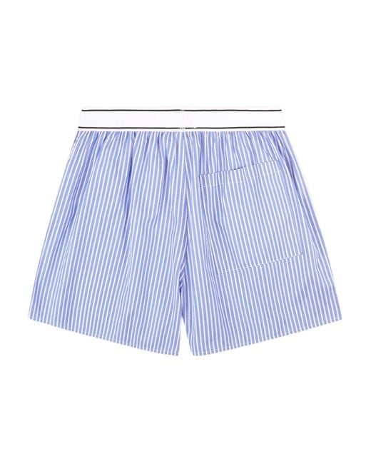Sporty & Rich Blue Serif Logo Striped Boxer Shorts