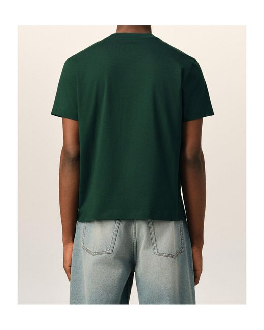 AMI Green Ami Logo Embroidered Crewneck T-Shirt for men
