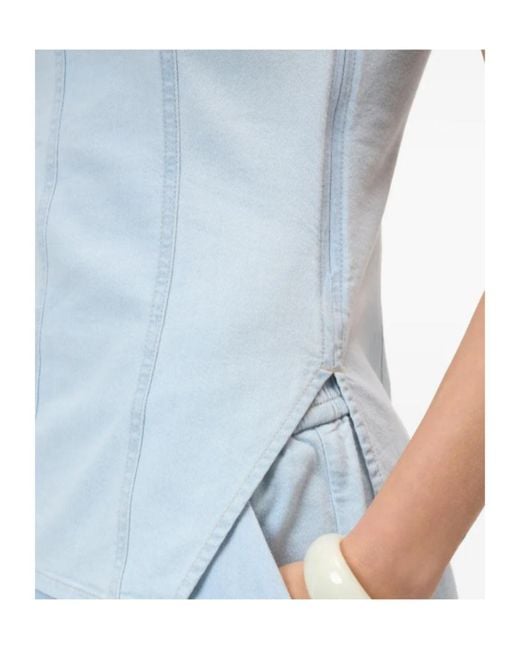 Closed Blue Strap Top