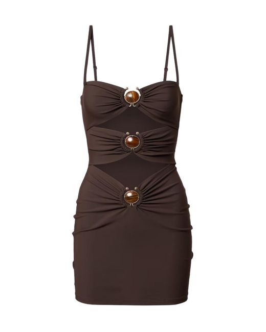 Christopher Esber Brown Cutout Embellished Ring-Detail Minidress