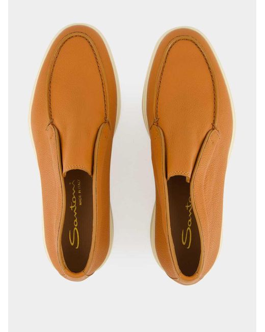 Santoni Brown Leather Slip-On Boots