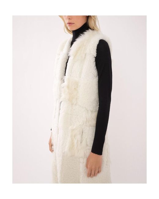 Chloé White Shearling Patchwork Sleeveless Gilet