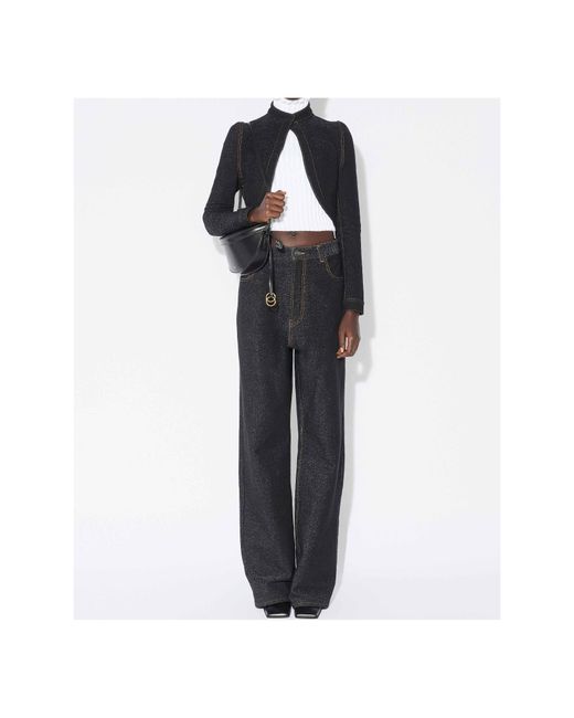 Alaïa Blue Alaïa Denim Knit Cropped Jacket