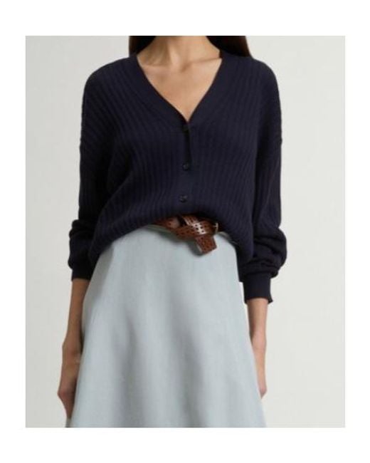 Woolrich Blue V-Neck Ribbed Cardigan