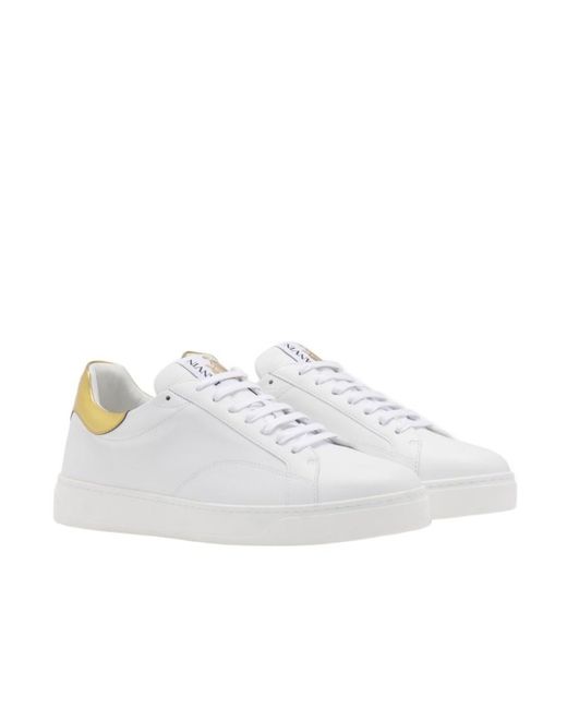 Lanvin White Logo Low Upper Board Shoes for men