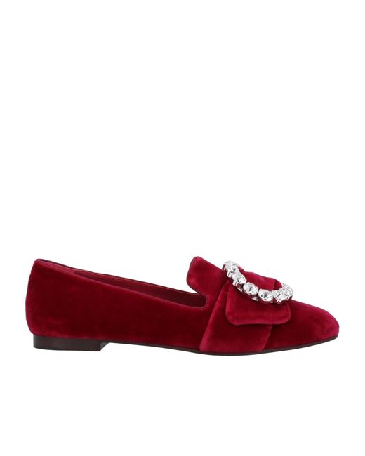 Dolce & Gabbana Red Round Toe Loafers