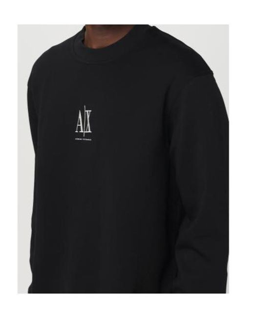 ARMANI EXCHANGE Black Logo-Embroidered Sweatshirt for men