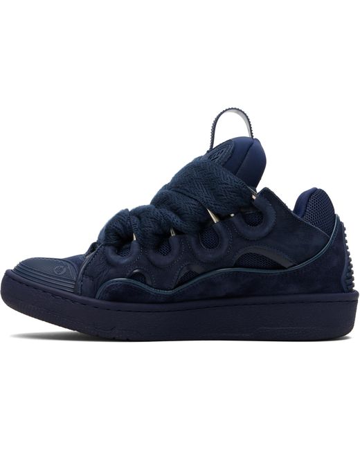 Lanvin Blue Curb Leather Sneakers for men