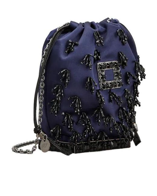 Roger Vivier Blue Drawstring Bucket Bag