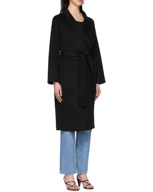 Anine Bing Black V-Neck Double-Breasted Coat