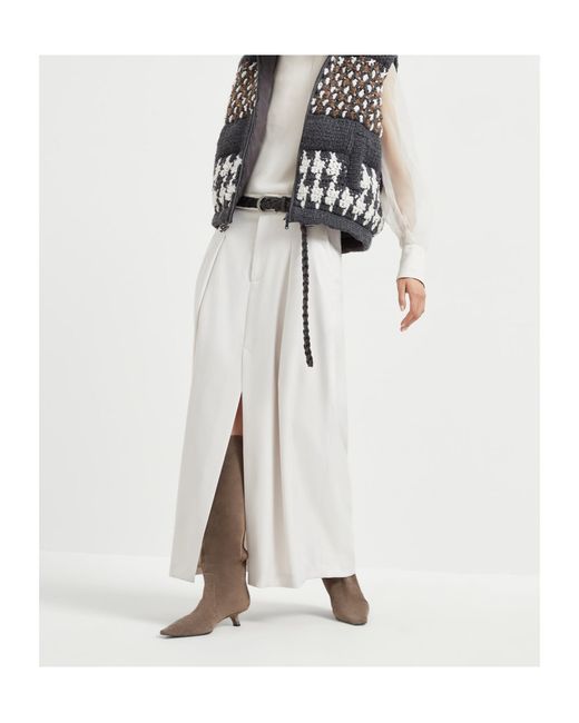 Brunello Cucinelli White Curved Sartorial Skirt