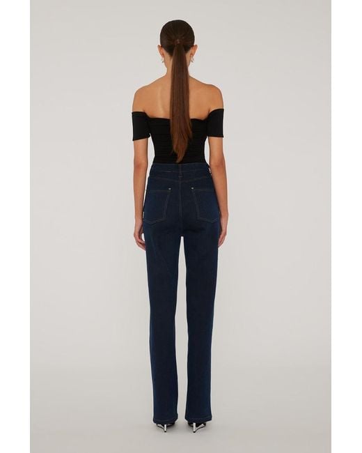 ROTATE BIRGER CHRISTENSEN Blue Straight-Leg Cotton-Blend Jeans