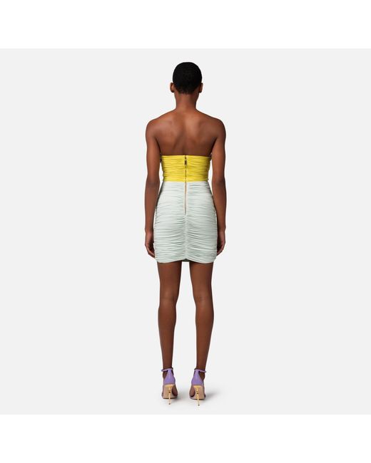 Elisabetta Franchi Blue Tricolour Draped Jersey Mini Dress