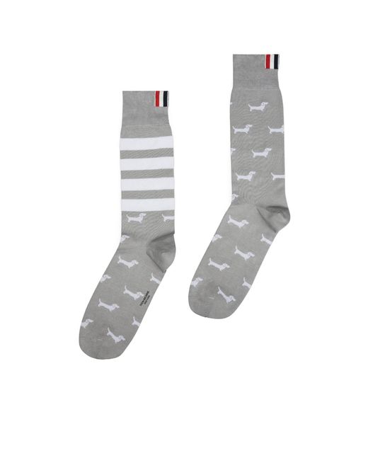 Thom Browne White Printed-Motif Socks for men