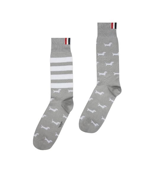 Thom Browne White Printed-Motif Socks for men