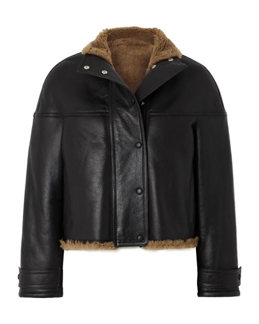 Yves Salomon Black Cropped Shearling Jacket