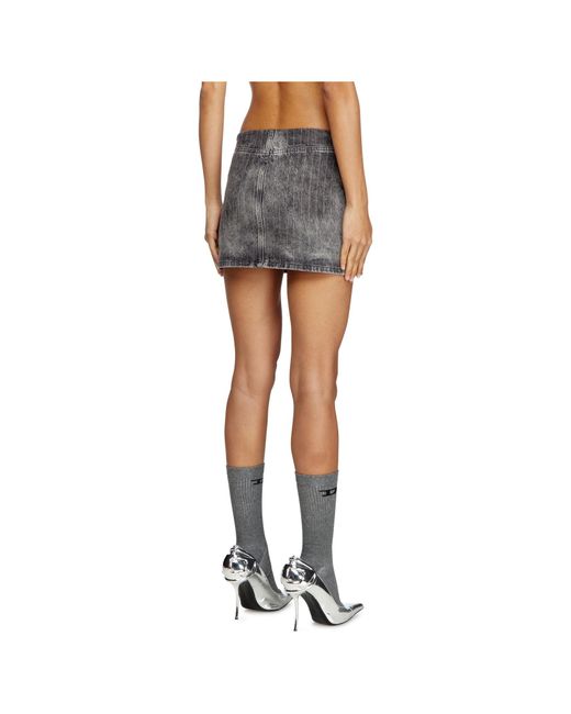 DIESEL Black De-Pra-Mini-S3 Pinstripe Denim Mini Skirt