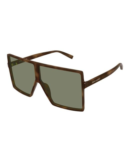 Saint Laurent Green Betty Rectangular Sunglasses