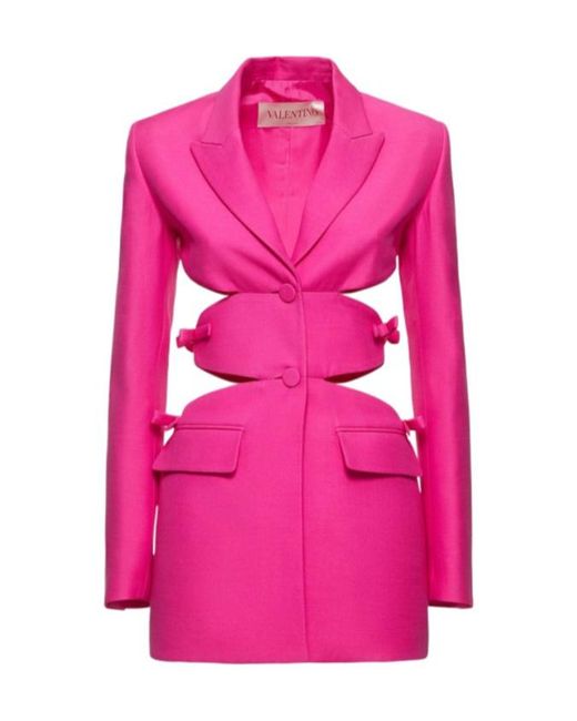 Valentino Pink Wool Silk Crepe Bow Sides Mini Dress