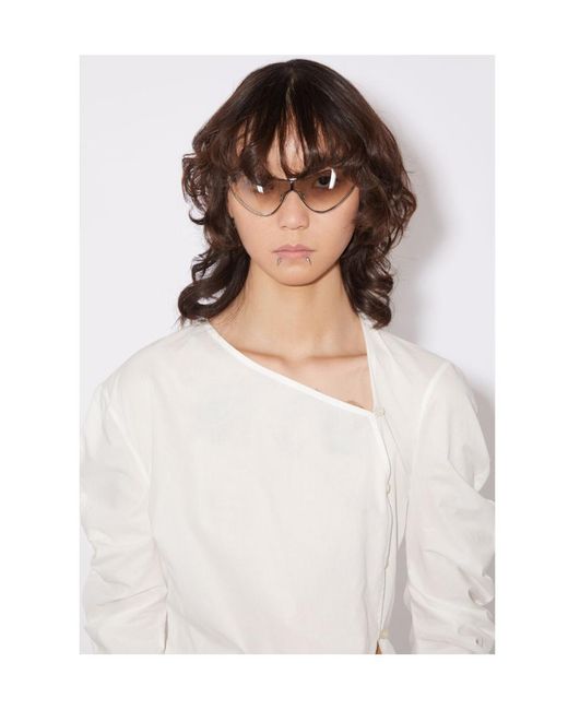 Acne White Draped Asymmetric Cotton Blouse