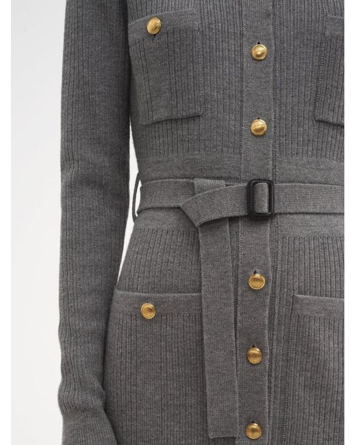 Chloé Gray Chloé Fitted Knit Long Cardigan