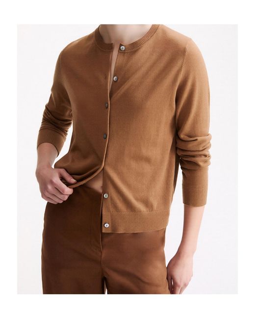 Marella Brown Button-Front Long-Sleeve Knit Top