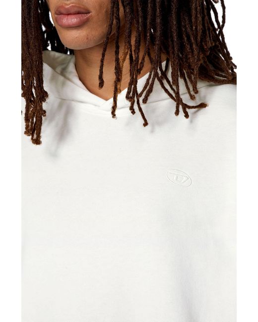 DIESEL Gray Macs-Hood-Megoval-D Logo Embroidered Hoodie for men