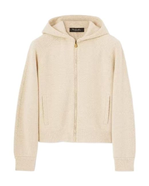 Loro Piana Natural Zippered Hooded Sweatshirt