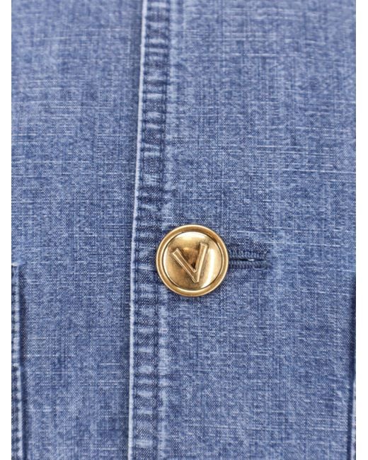 Valentino Blue Button-Up Denim Jacket for men