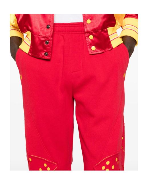 Kiko Kostadinov Red X Fox Lab Perforated Fleece Jogger for men