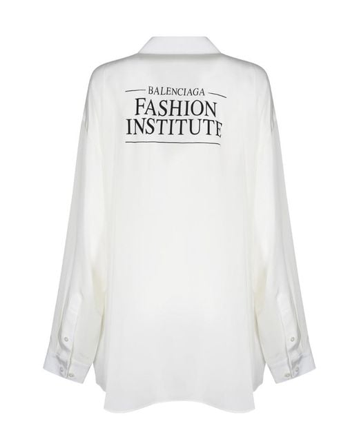 Balenciaga White Fashion Institute Long-Sleeved Shirt