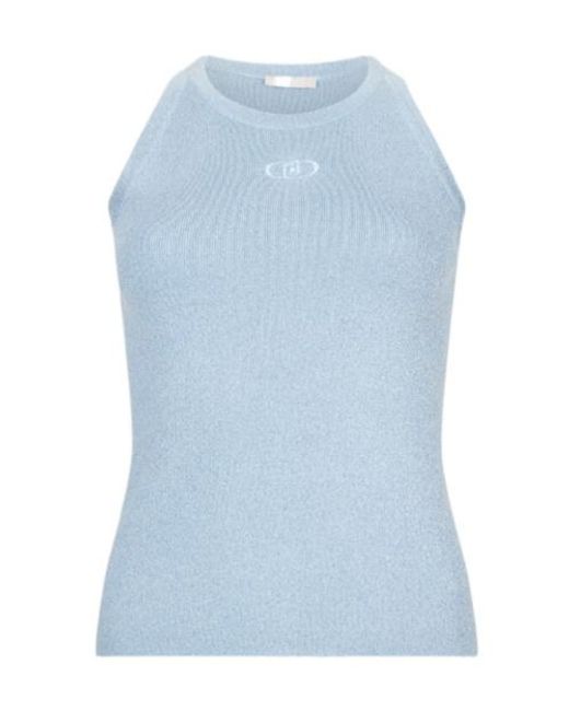 Liu Jo Blue Logo-Embroidered Top