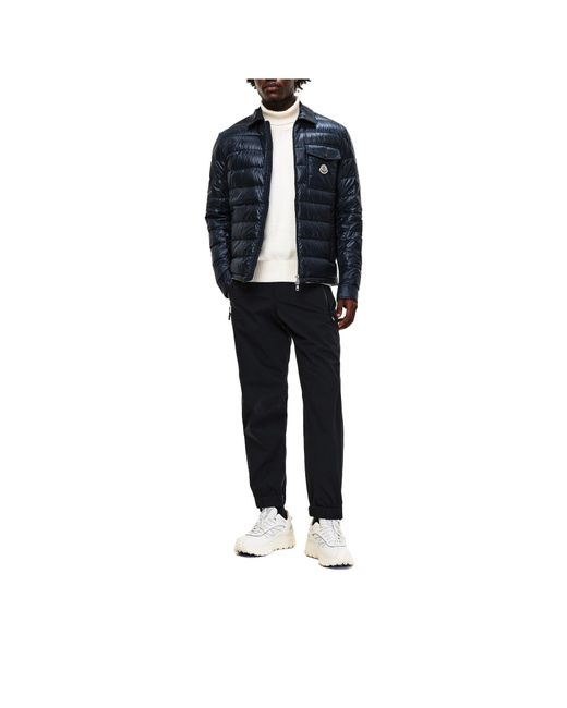 Moncler Blue Quilted Down Shirt Jacket for men