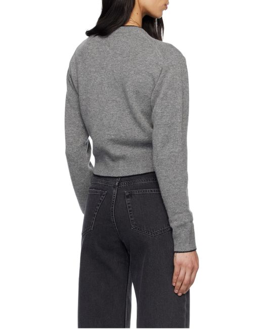 Chloé Gray Chloé Fitted Crewneck Knitted Cardigan