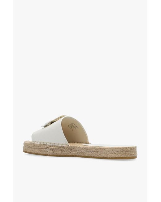 Tory Burch White Double T Slip-On Espadrille Slides