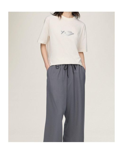 Y-3 White Liquid Logo Short Sleeve Tee for men