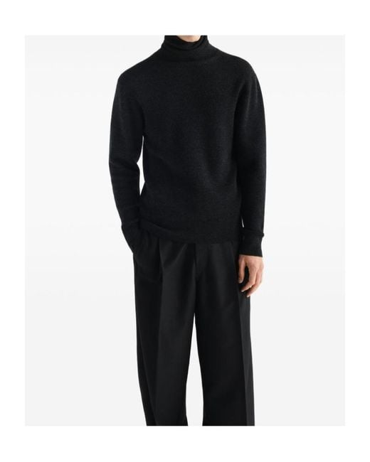 Lemaire Black Long-Sleeved Sweater for men