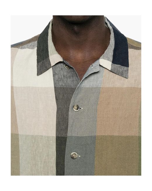 Barena Green Galia Check-Pattern Short-Sleeve Shirt for men