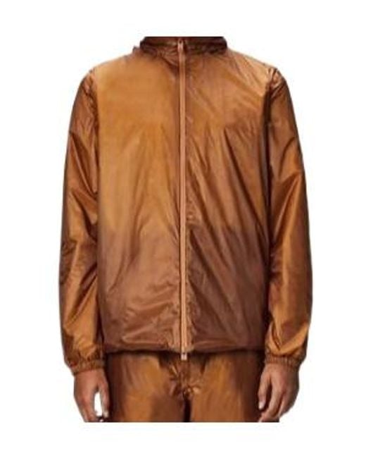 Rains Brown Zipper Hooded Cotton Jacket for men