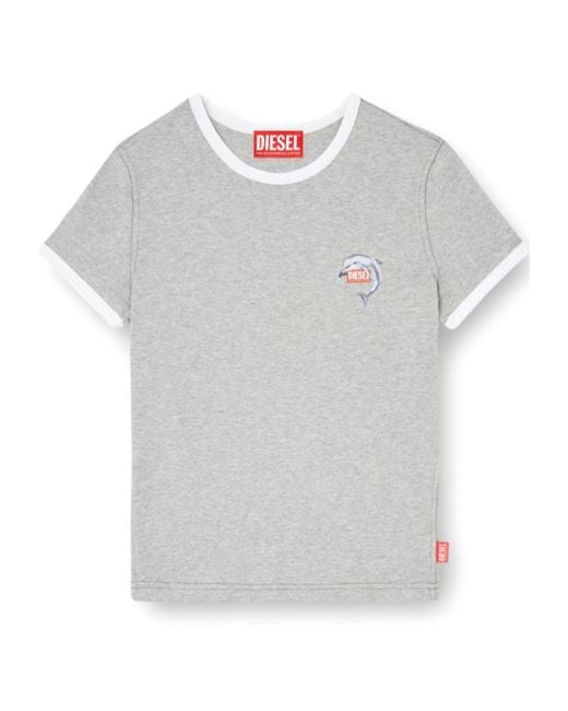 DIESEL Gray T-Uncuties-Long-S13 Ringer Dolphin-Motif T-Shirt