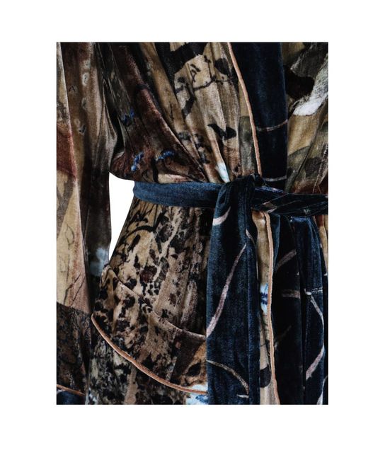 Pierre Louis Mascia Black Landscape-Print Belted Coat