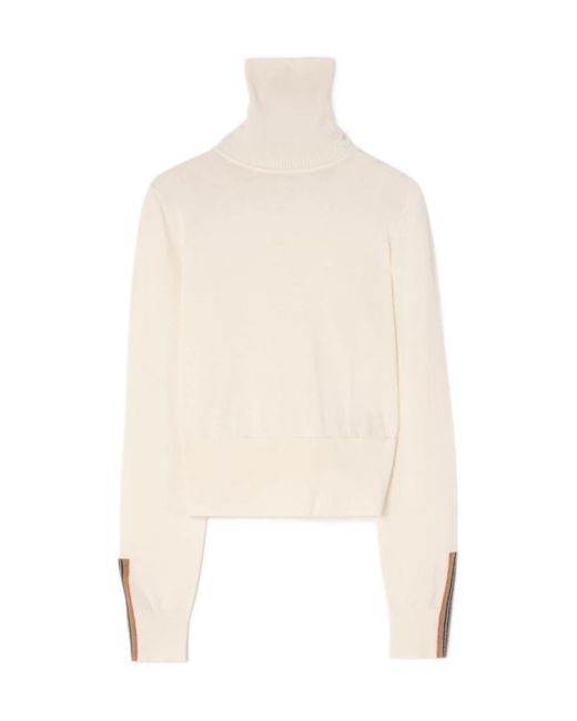 Burberry White Wool Rollneck Sweater