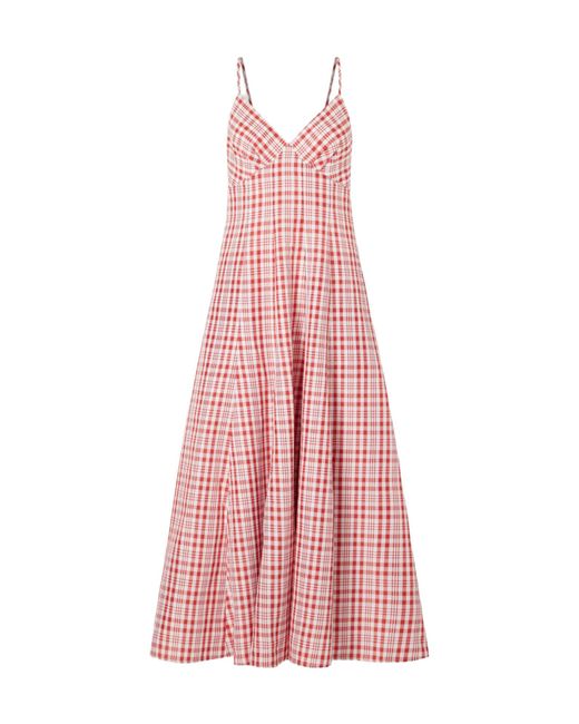 Rosie Assoulin Pink Checked Jersey Maxi Dress